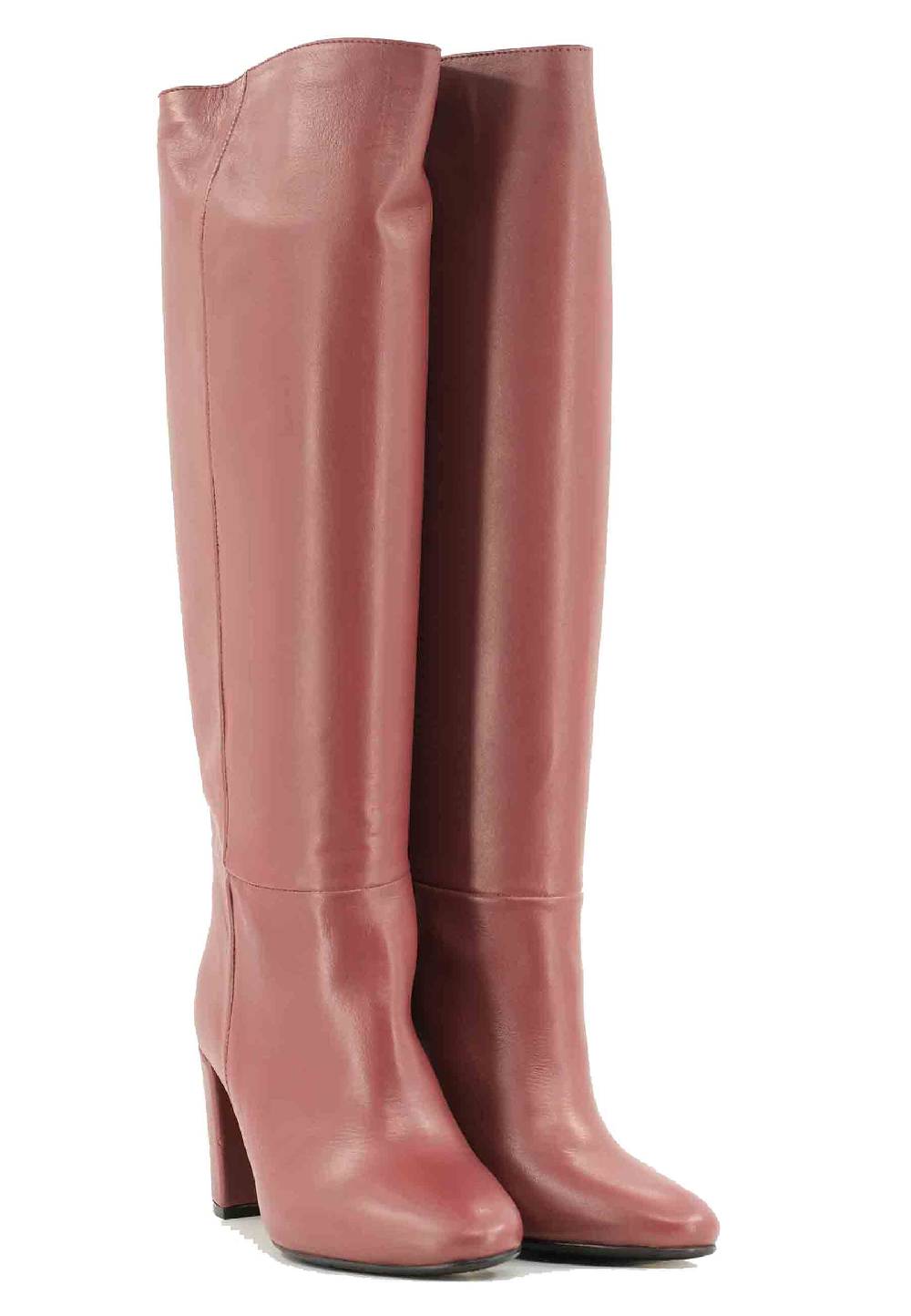 L'ARIANNA Stivali ST1689 a tubo in pelle rosa antico con punta tonda 2025