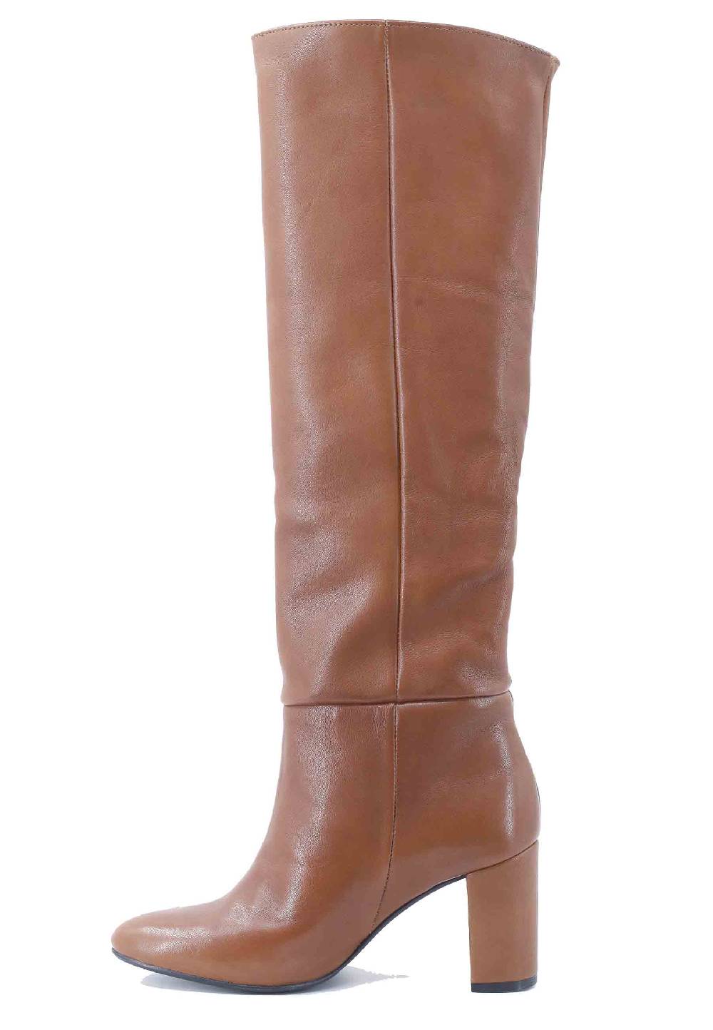 L'ARIANNA Stivali donna ST1593 a tubo in pelle cuoio con gambale alto 2025