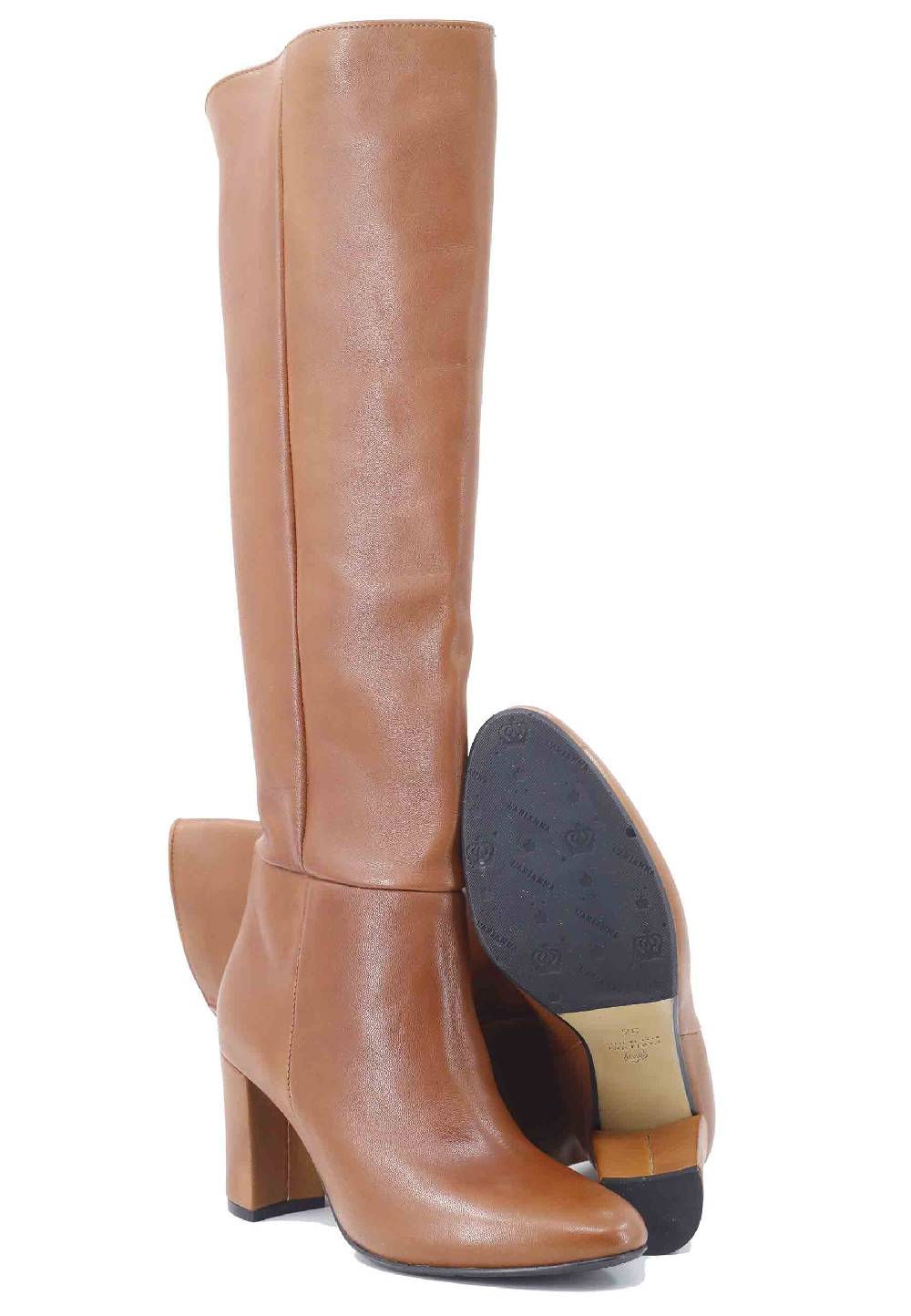 L'ARIANNA Stivali donna ST1593 a tubo in pelle cuoio con gambale alto 2025