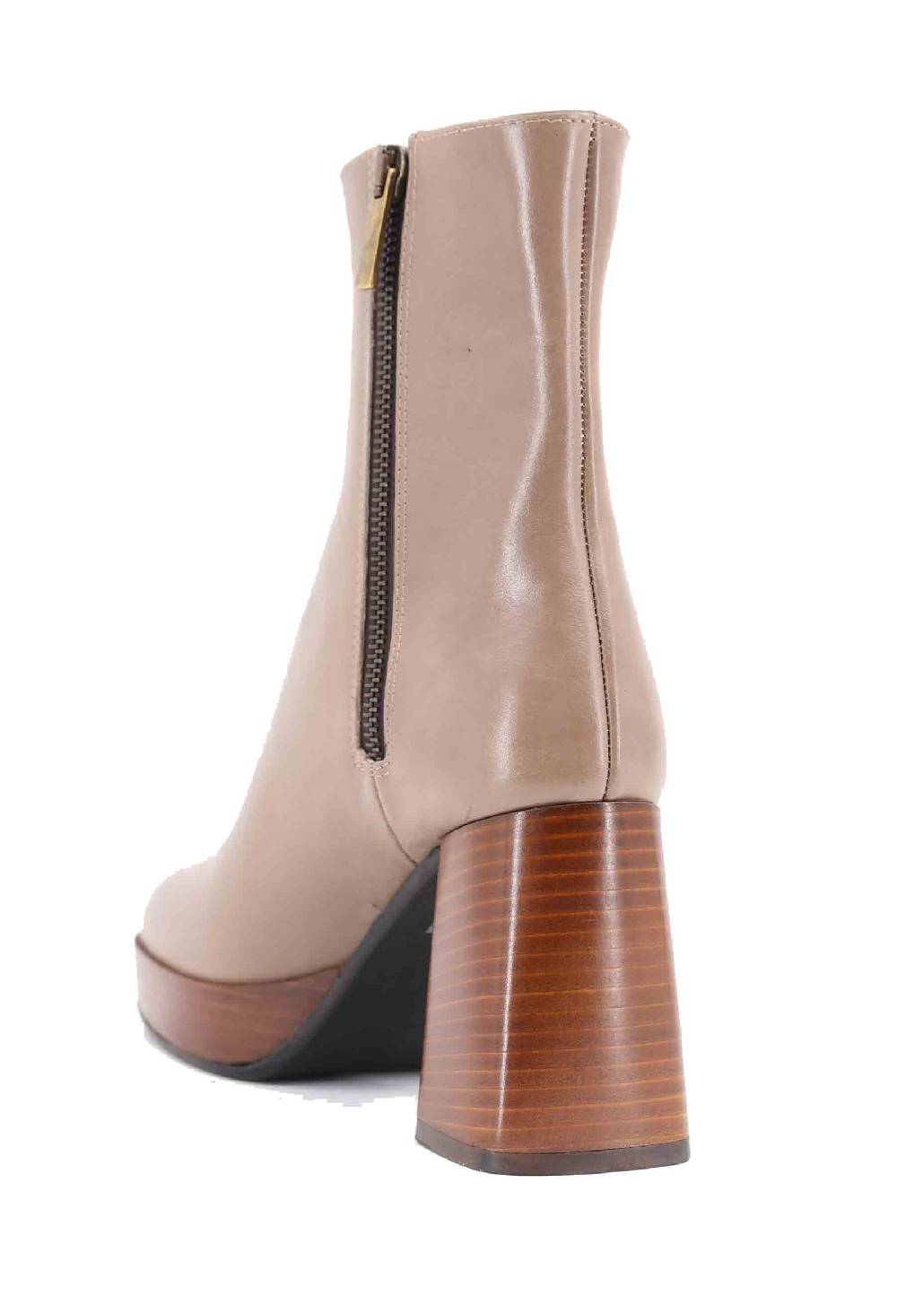 L'ARIANNA Stivaletti TR1665 in pelle taupe con tacco alto e plateau Qualità Garantita