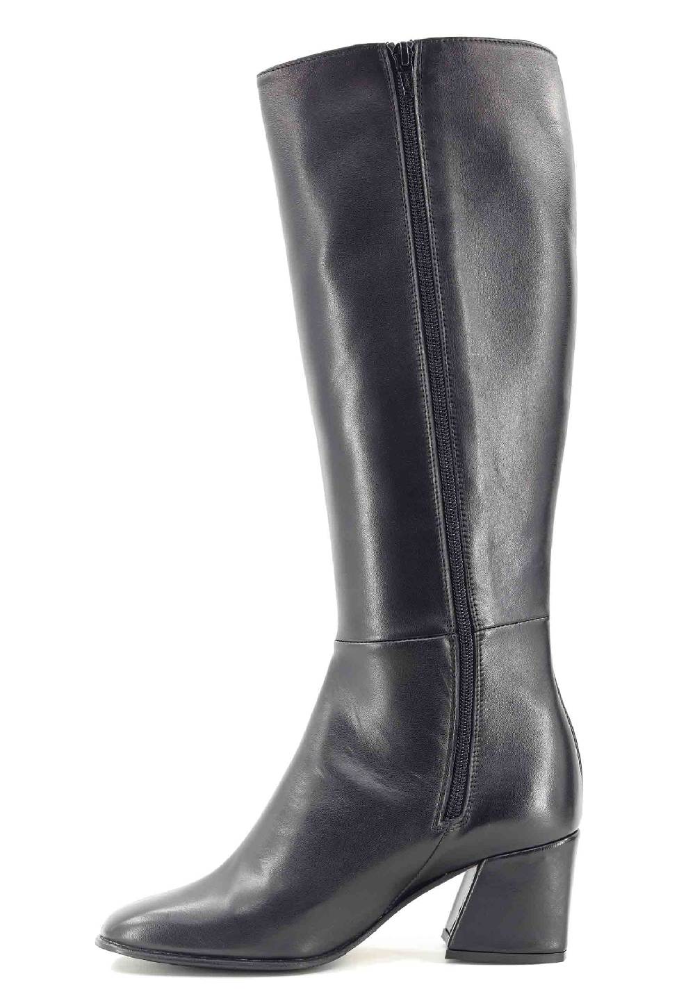 L'ARIANNA Stivali con zip st1302 da donna in pelle nera con punta quadrata Negozi Online