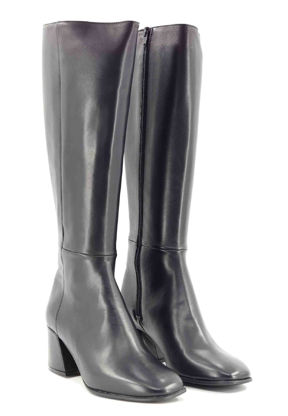 L'ARIANNA Stivali con zip st1302 da donna in pelle nera con punta quadrata Negozi Online