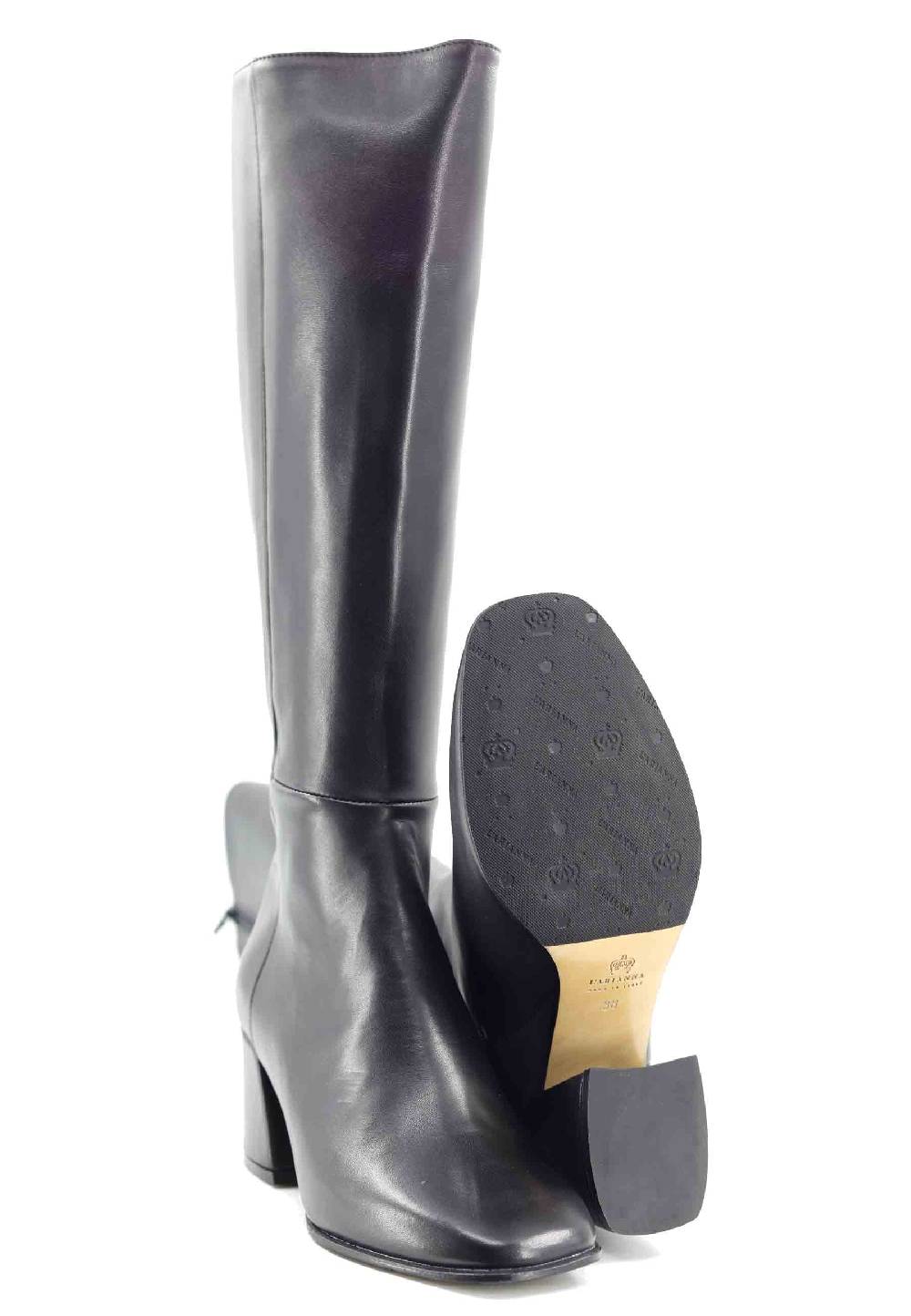 L'ARIANNA Stivali con zip st1302 da donna in pelle nera con punta quadrata Negozi Online