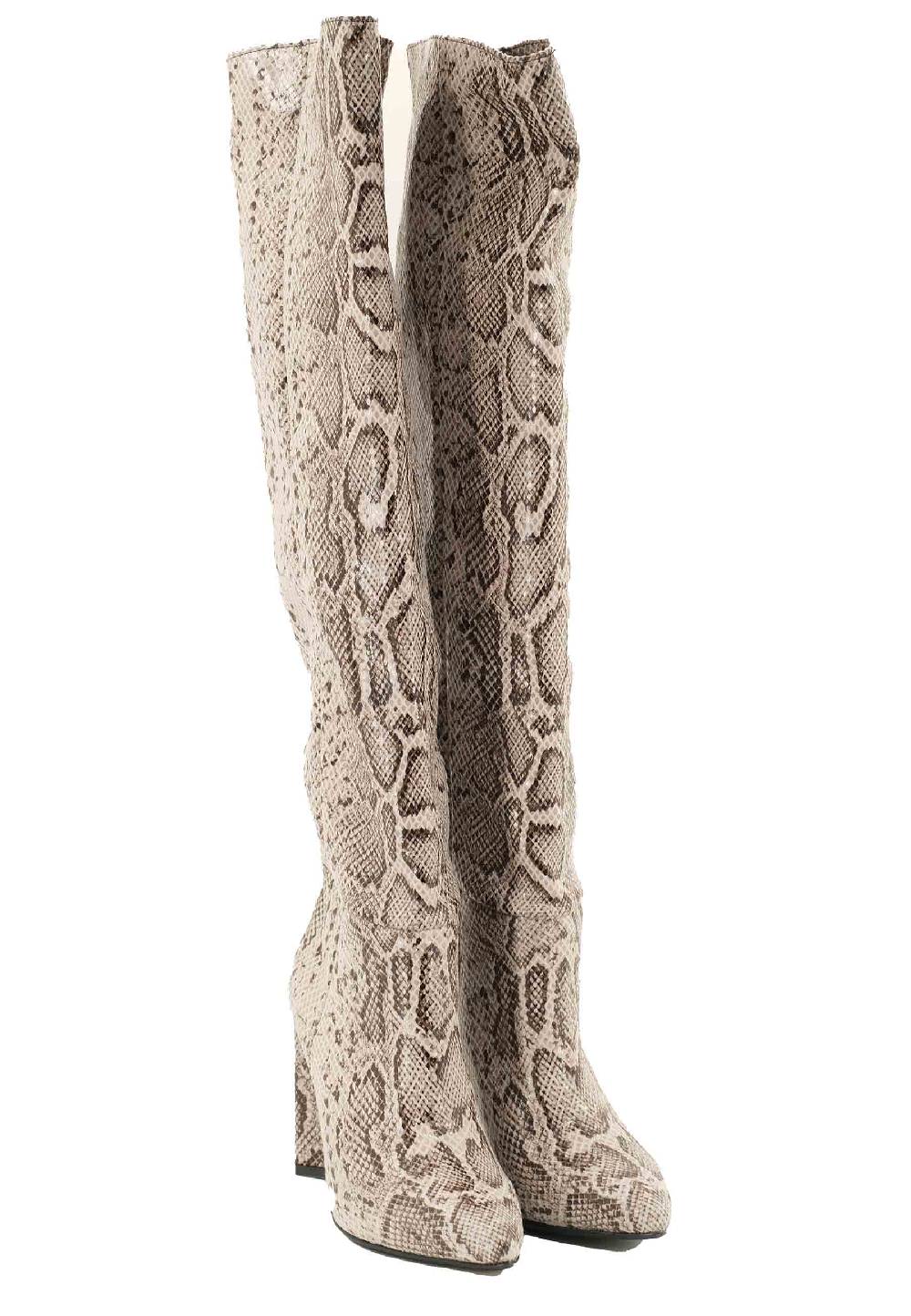 L'ARIANNA Stivali donna a tubo in tessuto elasticizzato grigio stampa grigia Outlet
