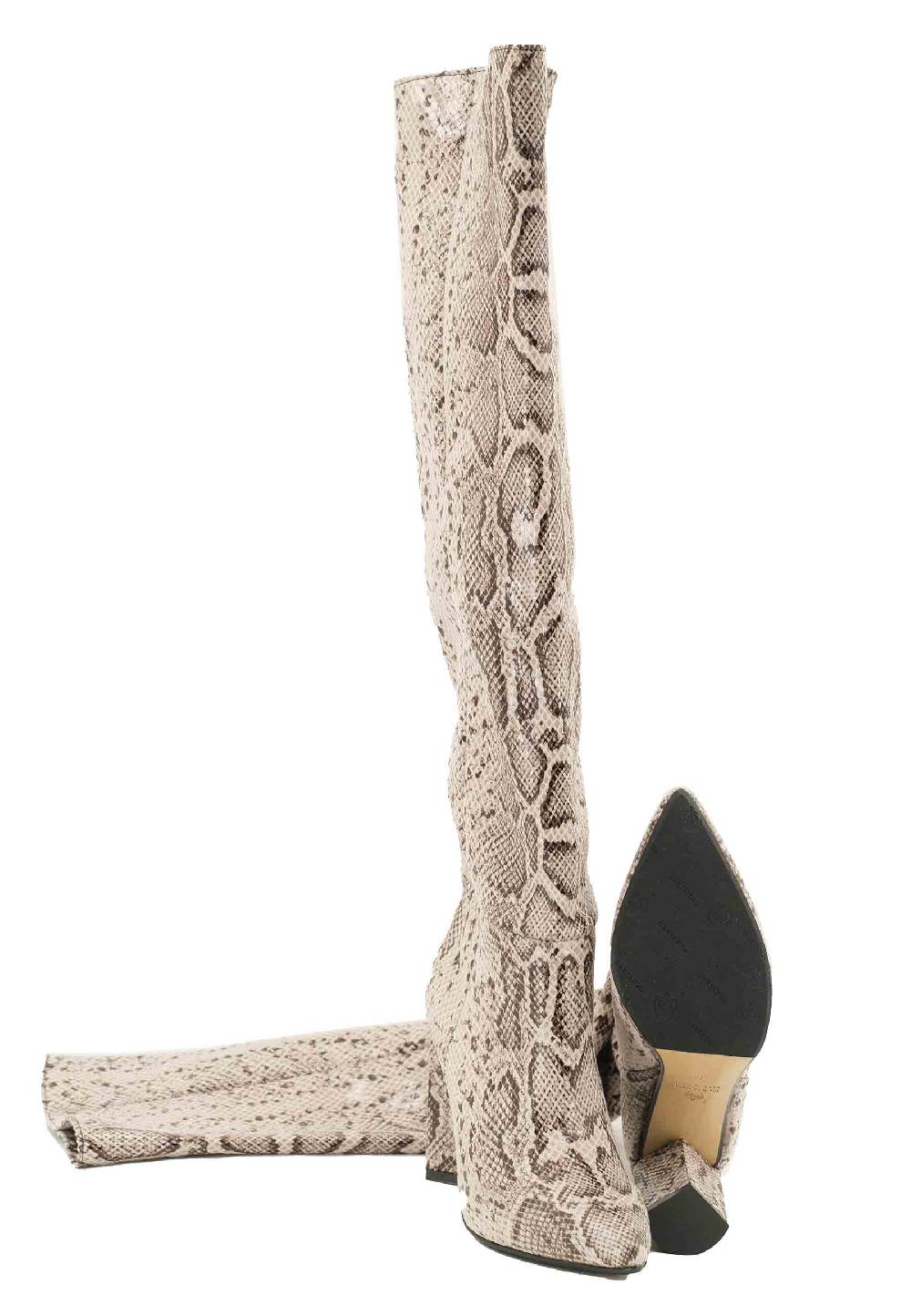 L'ARIANNA Stivali donna a tubo in tessuto elasticizzato grigio stampa grigia Outlet