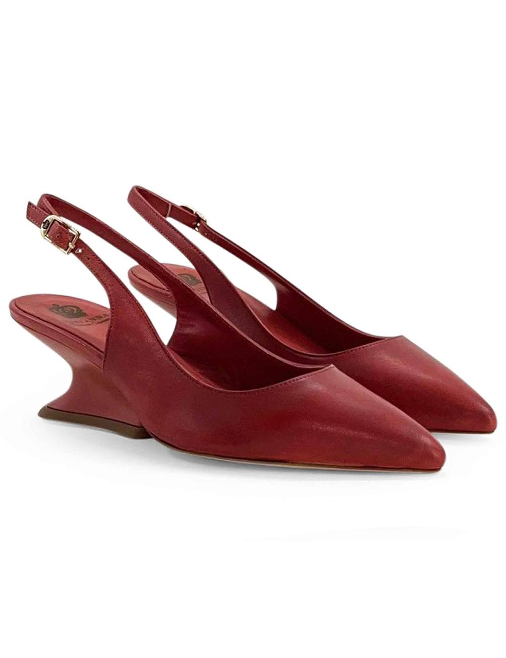 L'ARIANNA decollete ch1754/z slingback color LOBSTER con tacco a zeppa l'arianna Novità