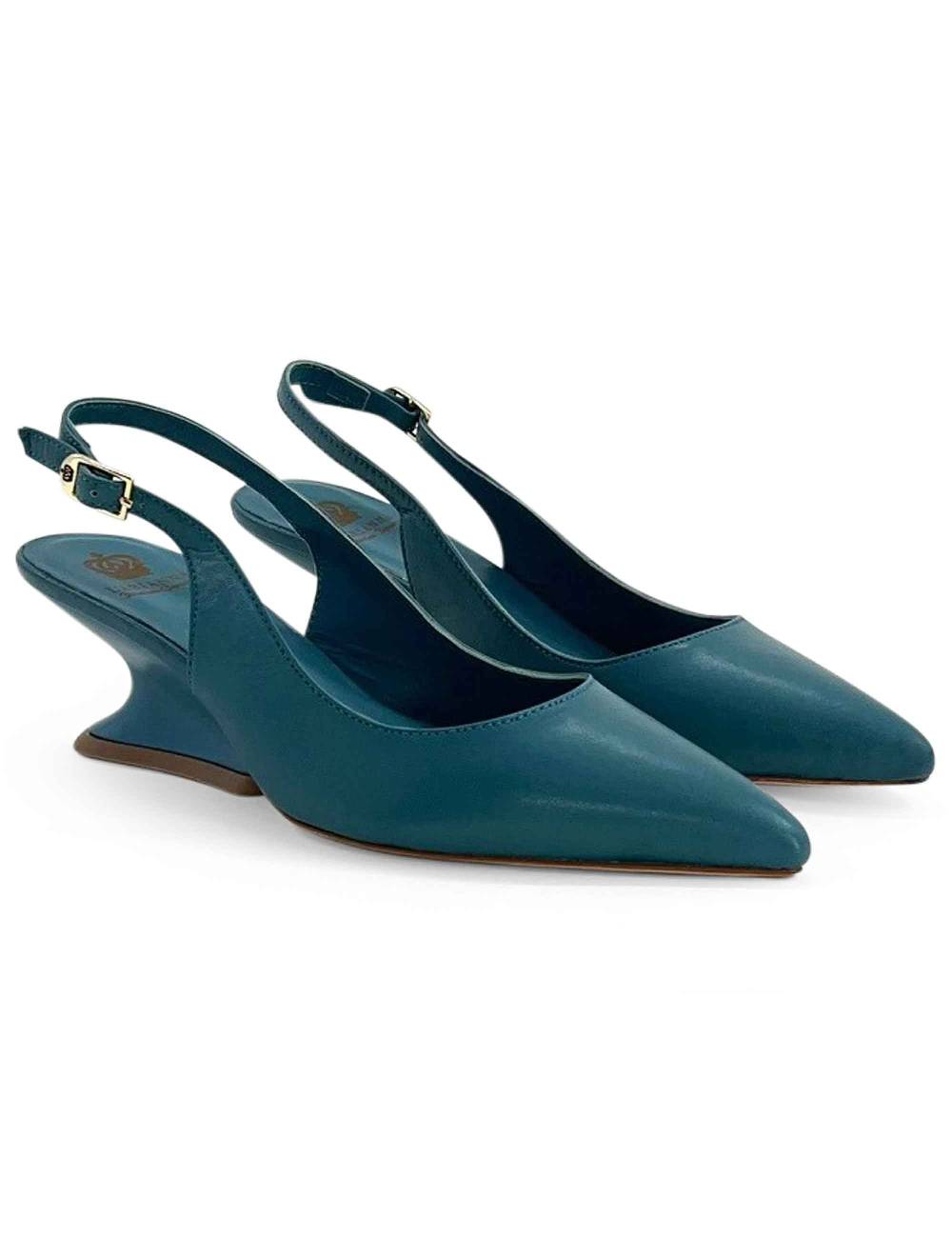 L'ARIANNA decollete ch1754/z slingback color ARCADIA con tacco a zeppa l'arianna In Saldo