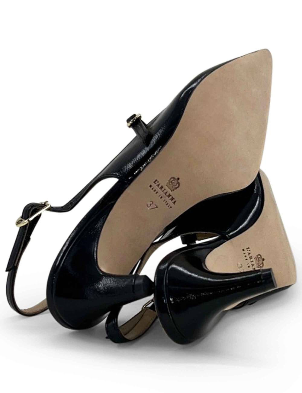 L'ARIANNA Decollete slingback CH1720 da donna in pelle color nero con cinturino Offerta