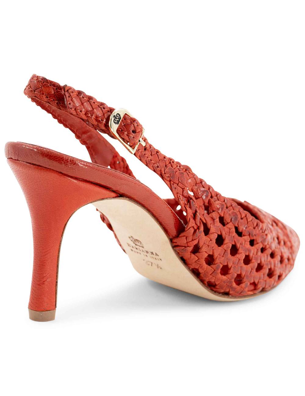 L'ARIANNA Decollete CH1619/RT slingback in pelle intrecciata ARANCIONE tacco alto Vendite Flash