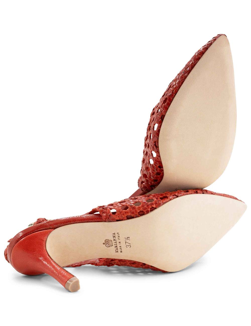 L'ARIANNA Decollete CH1619/RT slingback in pelle intrecciata ARANCIONE tacco alto Vendite Flash
