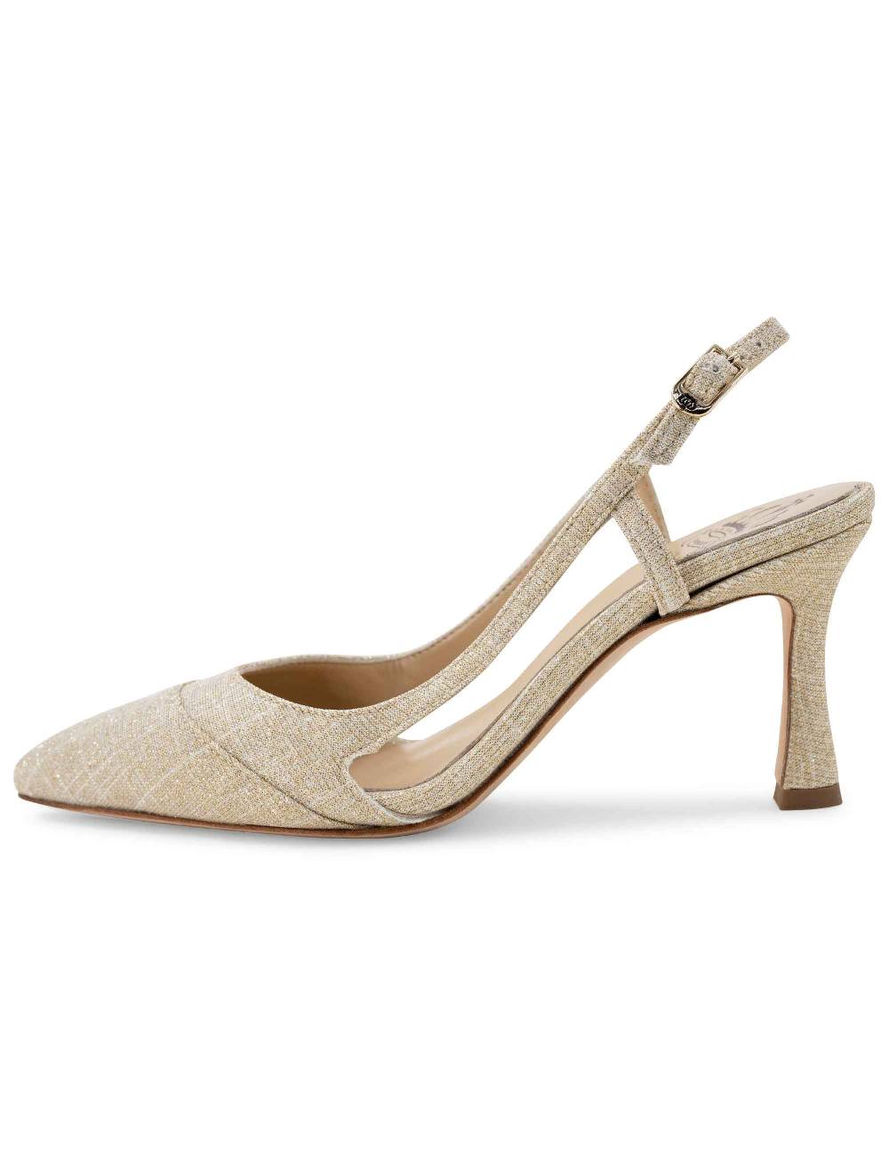 L'ARIANNA Decollete slingback ch1605/rt donna in tessuto sirio platino tacco alto l'arianna Italy