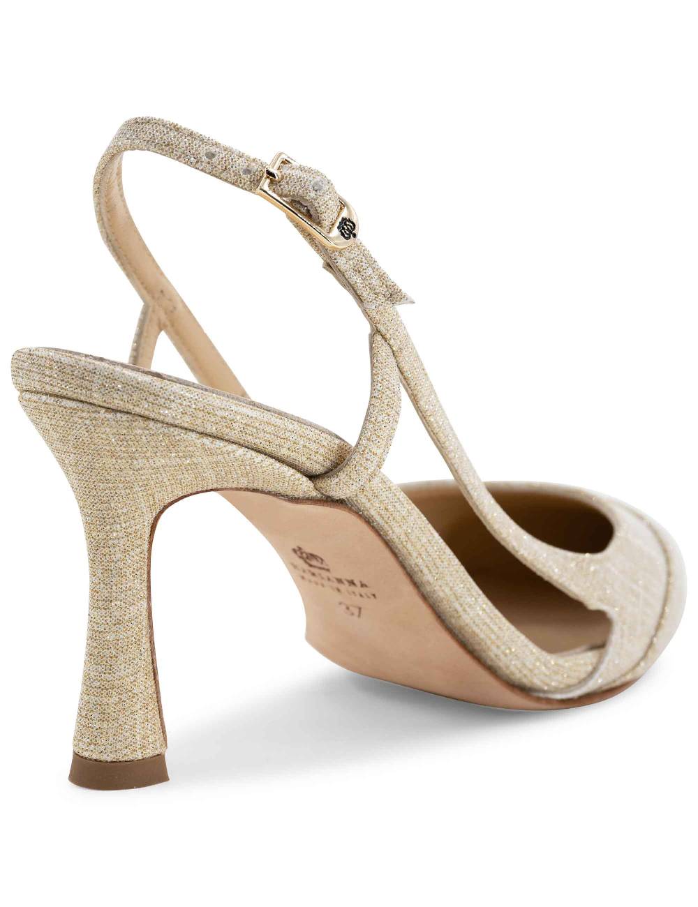 L'ARIANNA Decollete slingback ch1605/rt donna in tessuto sirio platino tacco alto l'arianna Italy