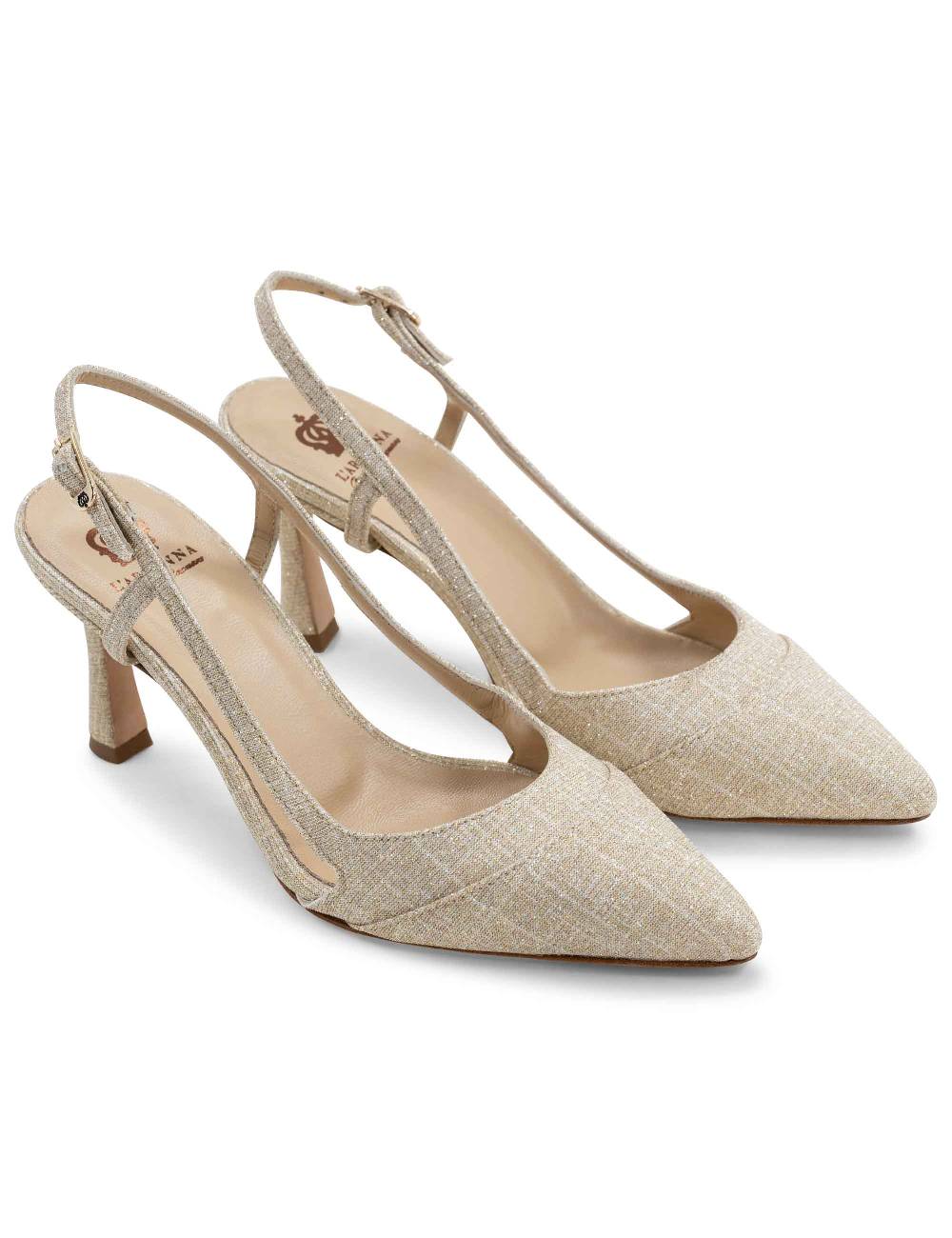 L'ARIANNA Decollete slingback ch1605/rt donna in tessuto sirio platino tacco alto l'arianna Italy