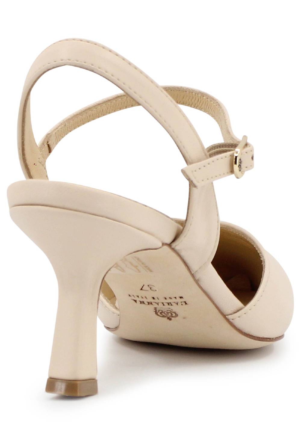 L'ARIANNA Decollete de1541 donna in pelle beige con cinturino alla caviglia Nuovo