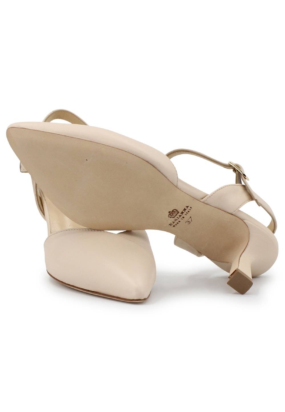 L'ARIANNA Decollete de1541 donna in pelle beige con cinturino alla caviglia Nuovo