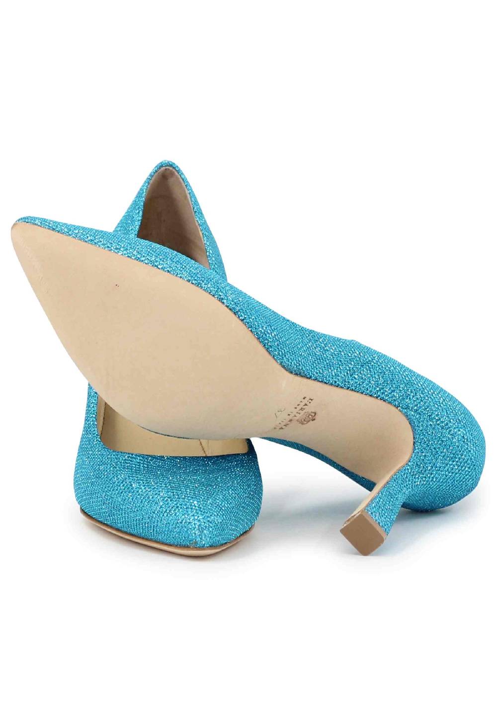 L'ARIANNA Decollete DE1002/RT donna in tessuto lux azzurro con tacco alto Spedizione Gratuita