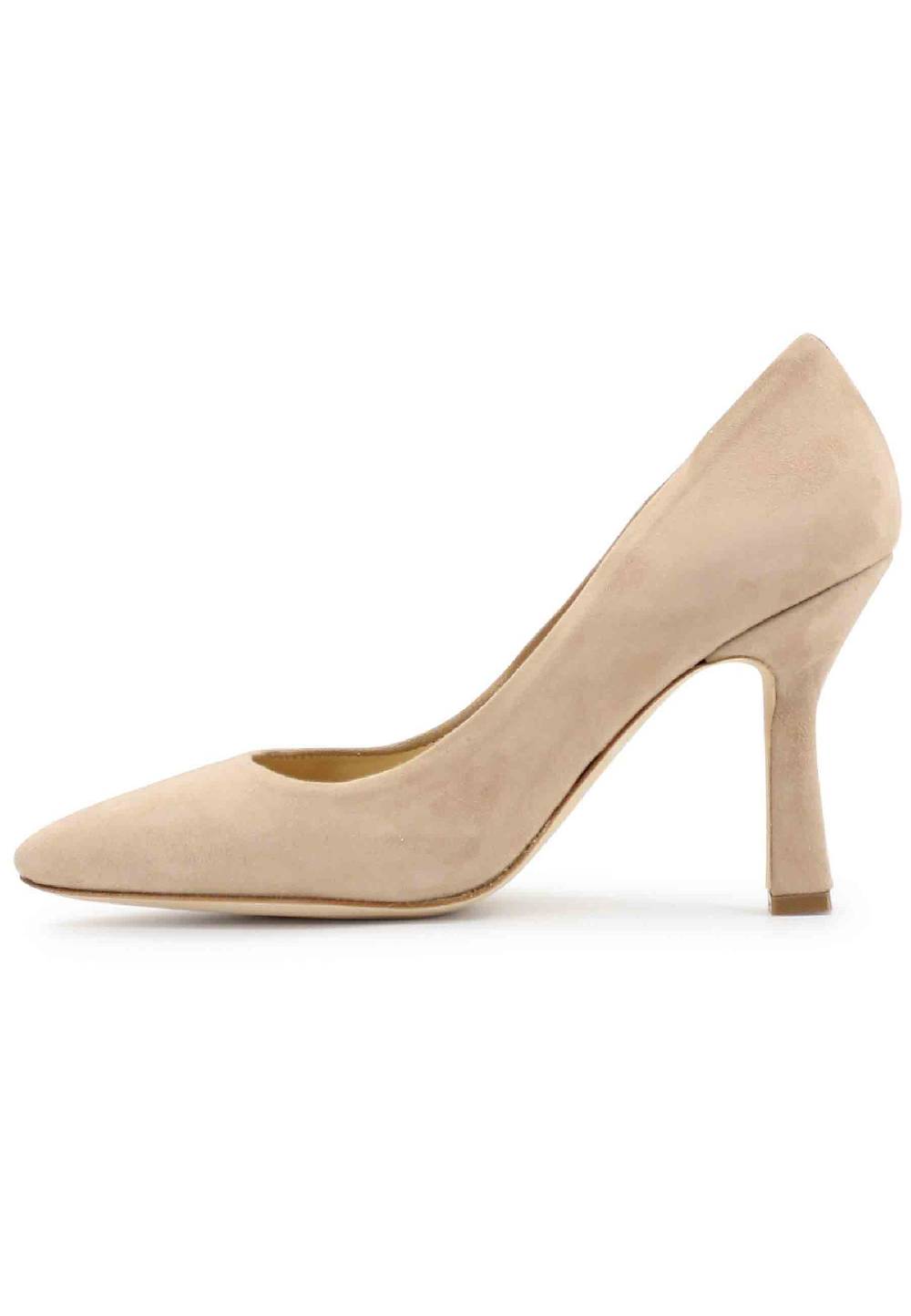 L'ARIANNA Decollete DE1002/RT in camoscio nude con tacco alto Soddisfazione Garantita