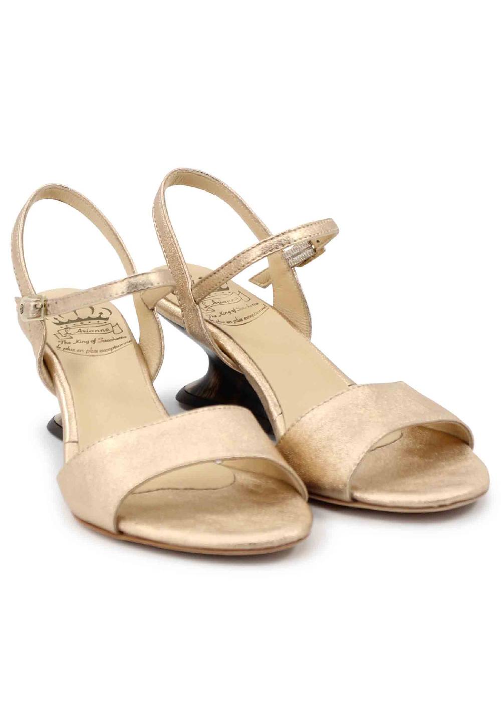 L'ARIANNA Sandali donna in pelle laminata nude con zeppa bassa Qualità Garantita