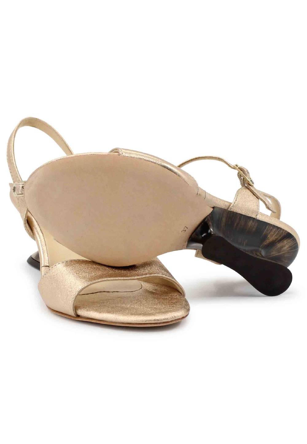 L'ARIANNA Sandali donna in pelle laminata nude con zeppa bassa Qualità Garantita