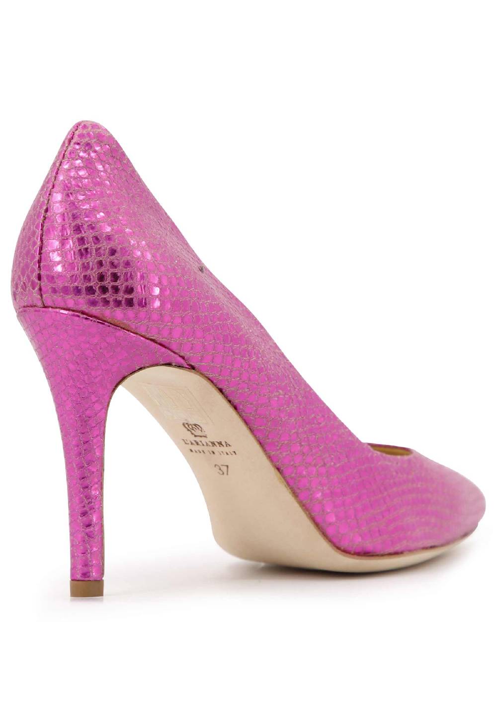 L'ARIANNA Decollete donna in pelle stampata laminata fuxia con tacco alto Acquista Ora