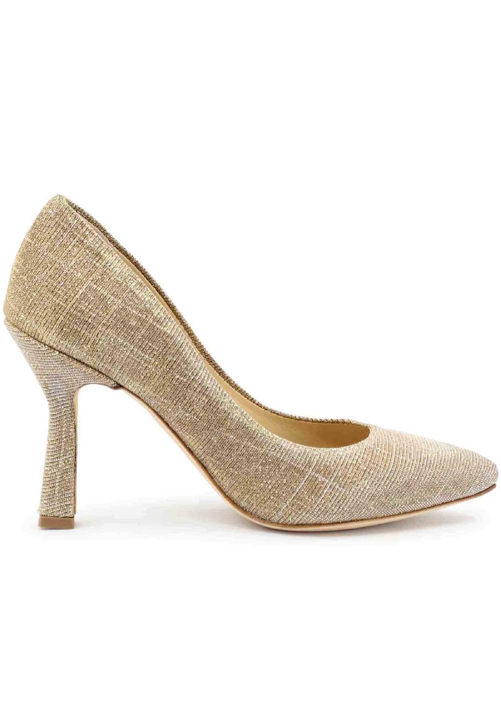 L'ARIANNA Decollete DE1002/RT in tessuto lux oro con tacco alto
