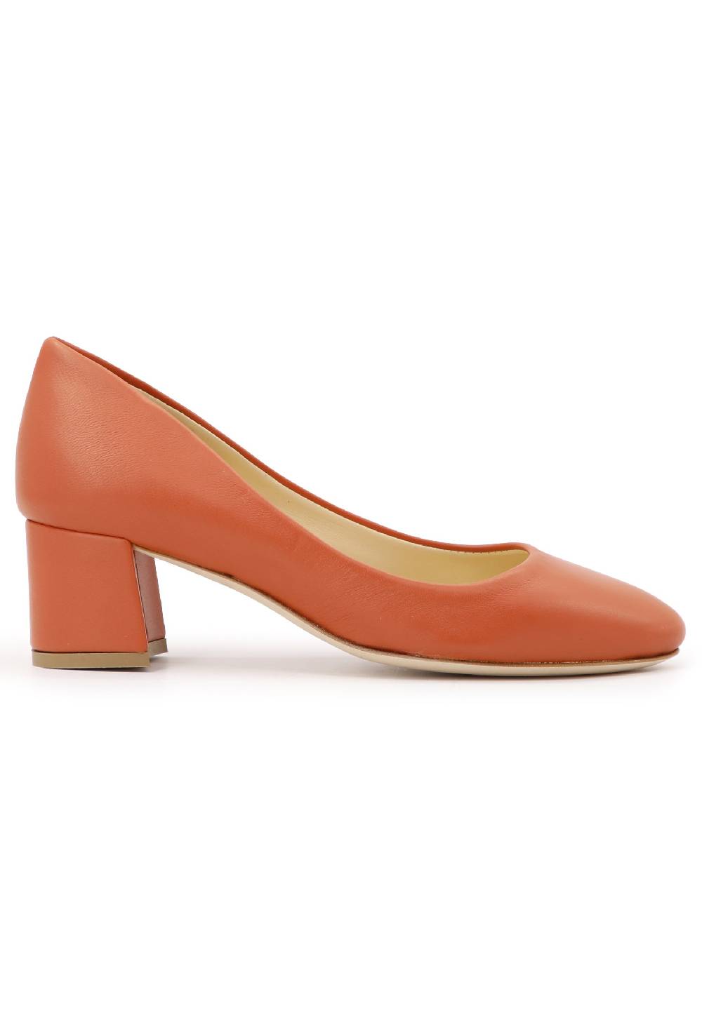 L'ARIANNA Decollete donna in pelle arancio con tacco basso e punta tonda