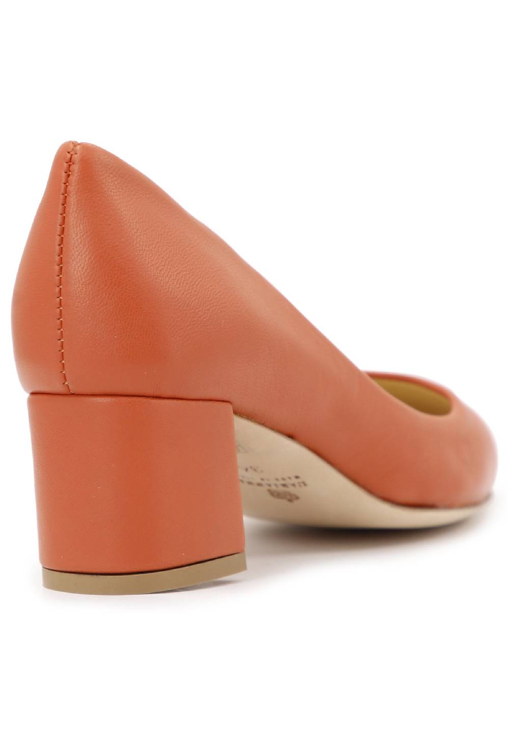 L'ARIANNA Decollete donna in pelle arancio con tacco basso e punta tonda Promozione Limitata