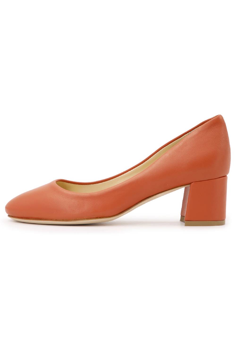 L'ARIANNA Decollete donna in pelle arancio con tacco basso e punta tonda Promozione Limitata
