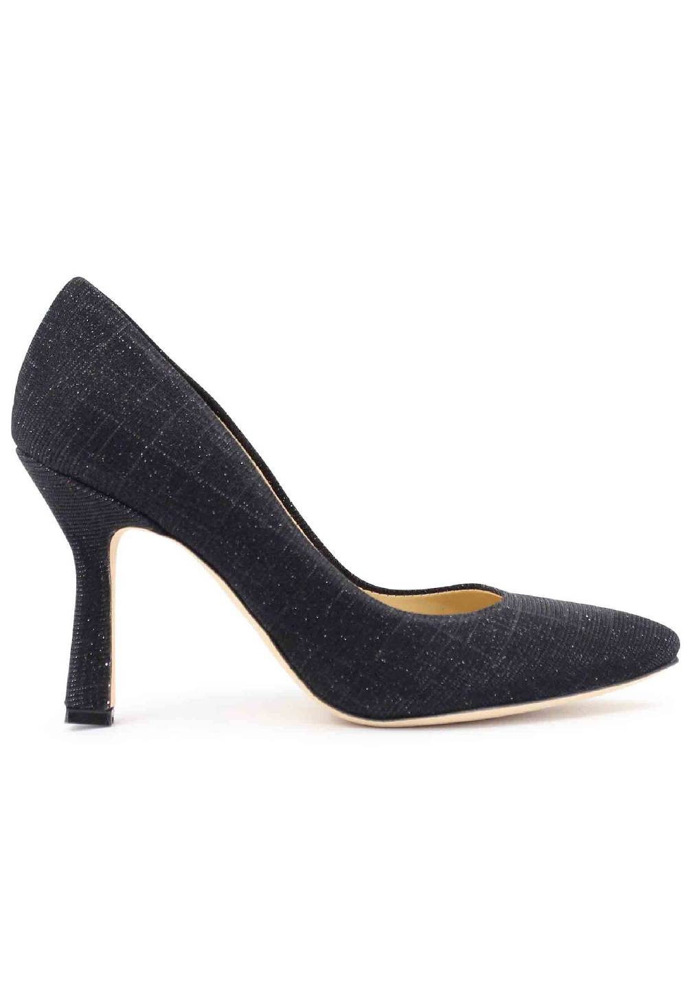 L'ARIANNA Decollete DE1002/RT donna in tessuto blu notte lux con tacco alto tono su tono