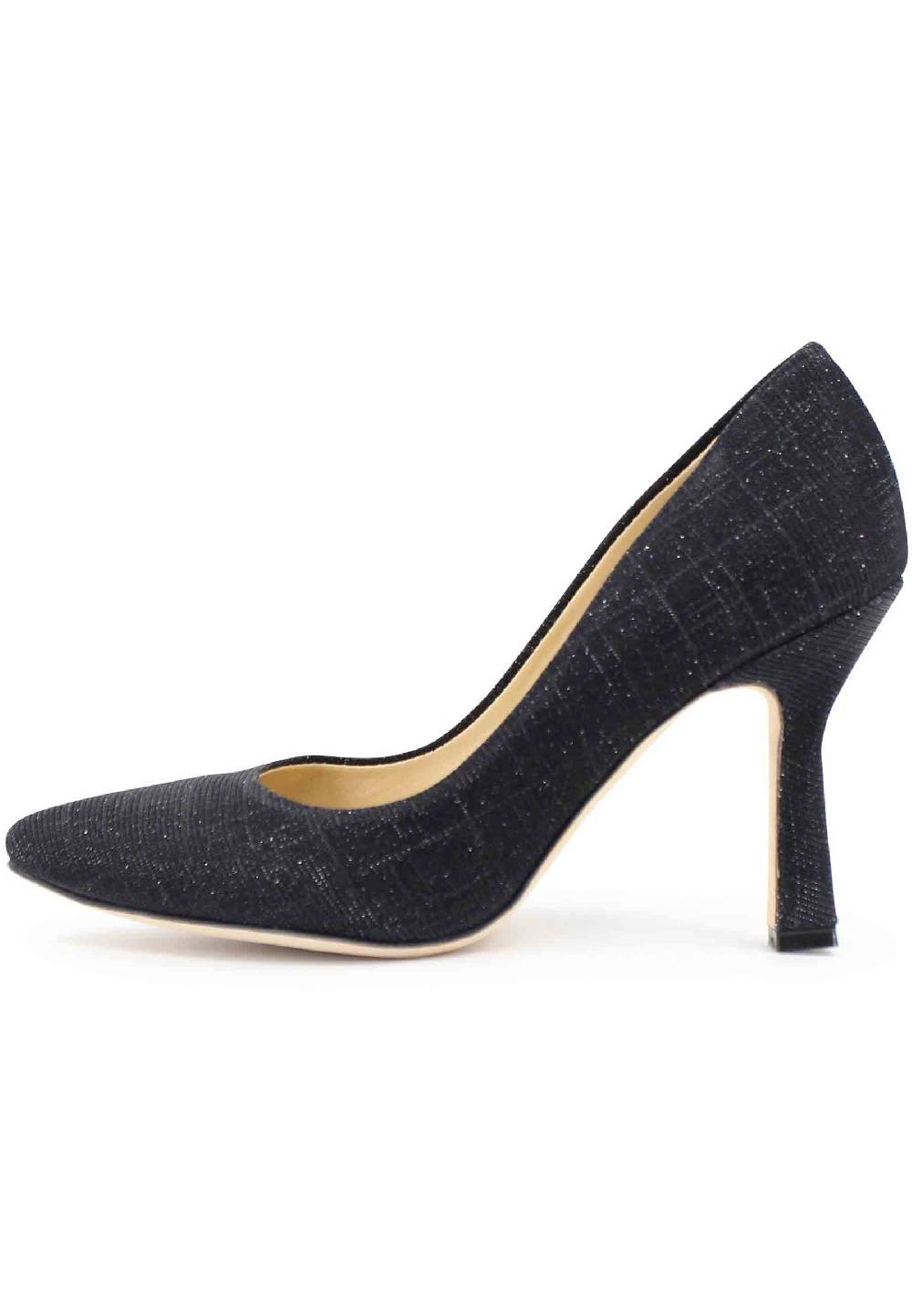 L'ARIANNA Decollete DE1002/RT donna in tessuto blu notte lux con tacco alto tono su tono Shopping Online