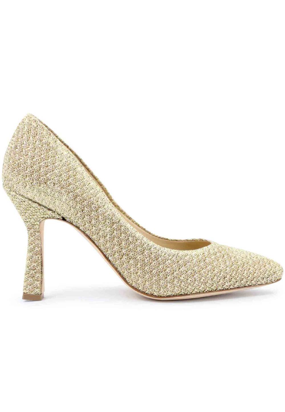 L'ARIANNA Decollete DE1002/RT in tessuto tolosa oro con tacco alto