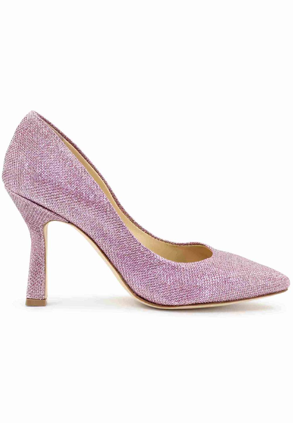 L'ARIANNA Decollete DE1002/RT donna in tessuto lux rosa con tacco alto