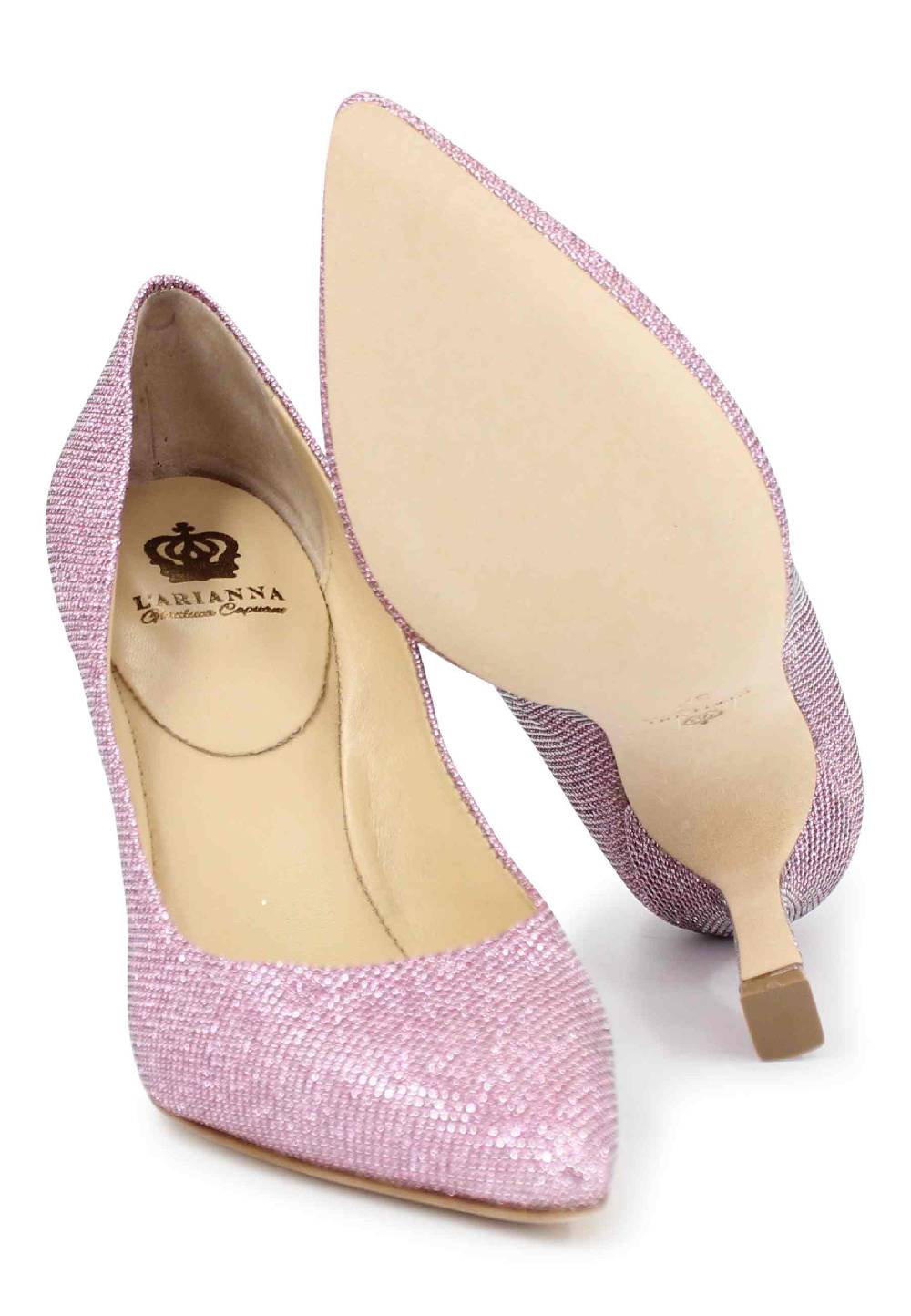 L'ARIANNA Decollete DE1002/RT donna in tessuto lux rosa con tacco alto Convenienza