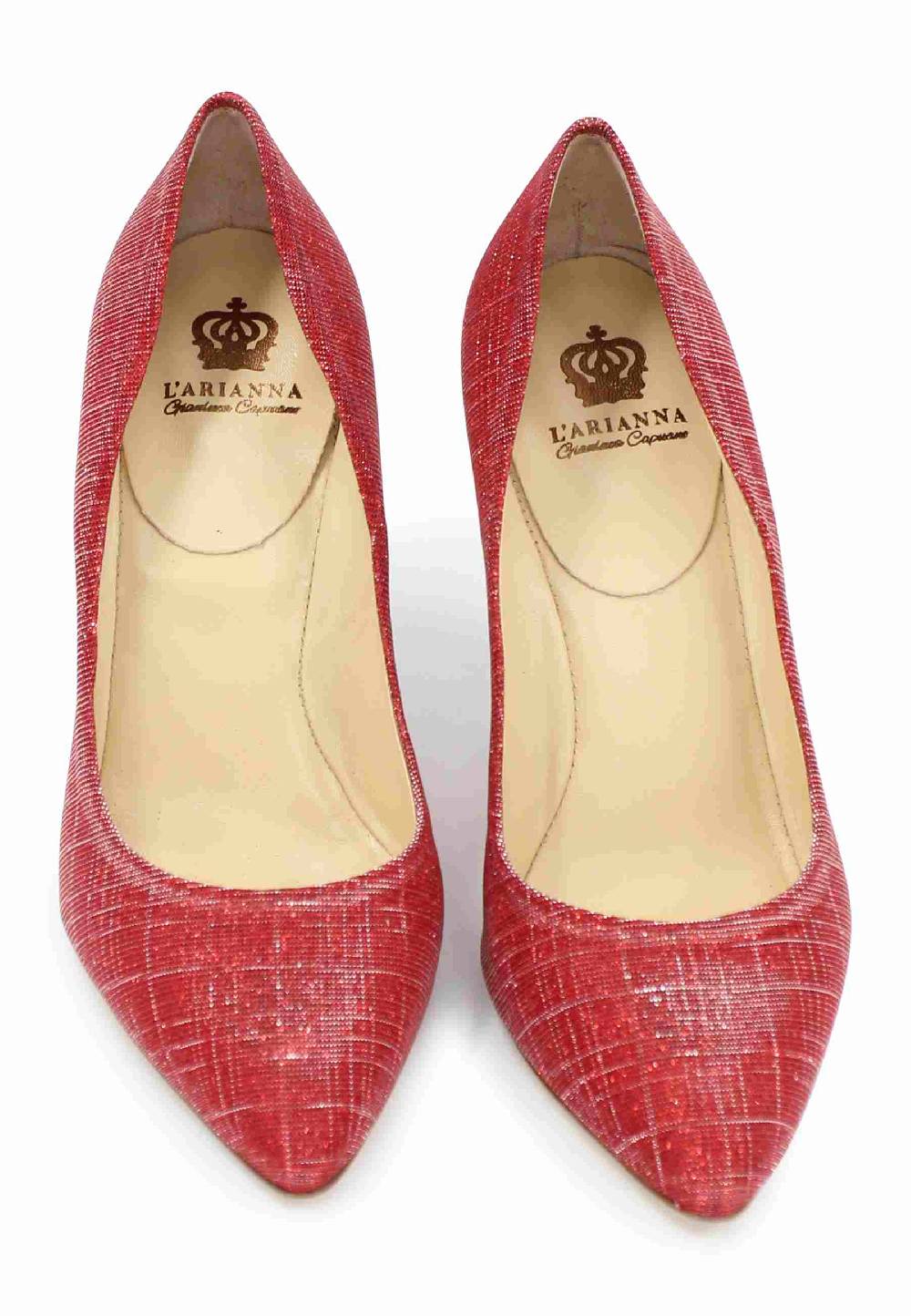 L'ARIANNA Decollete DE1002/RT donna in tessuto lux rosso con tacco alto Presa