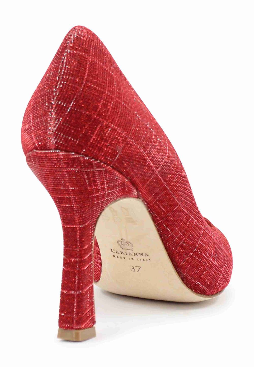 L'ARIANNA Decollete DE1002/RT donna in tessuto lux rosso con tacco alto Presa