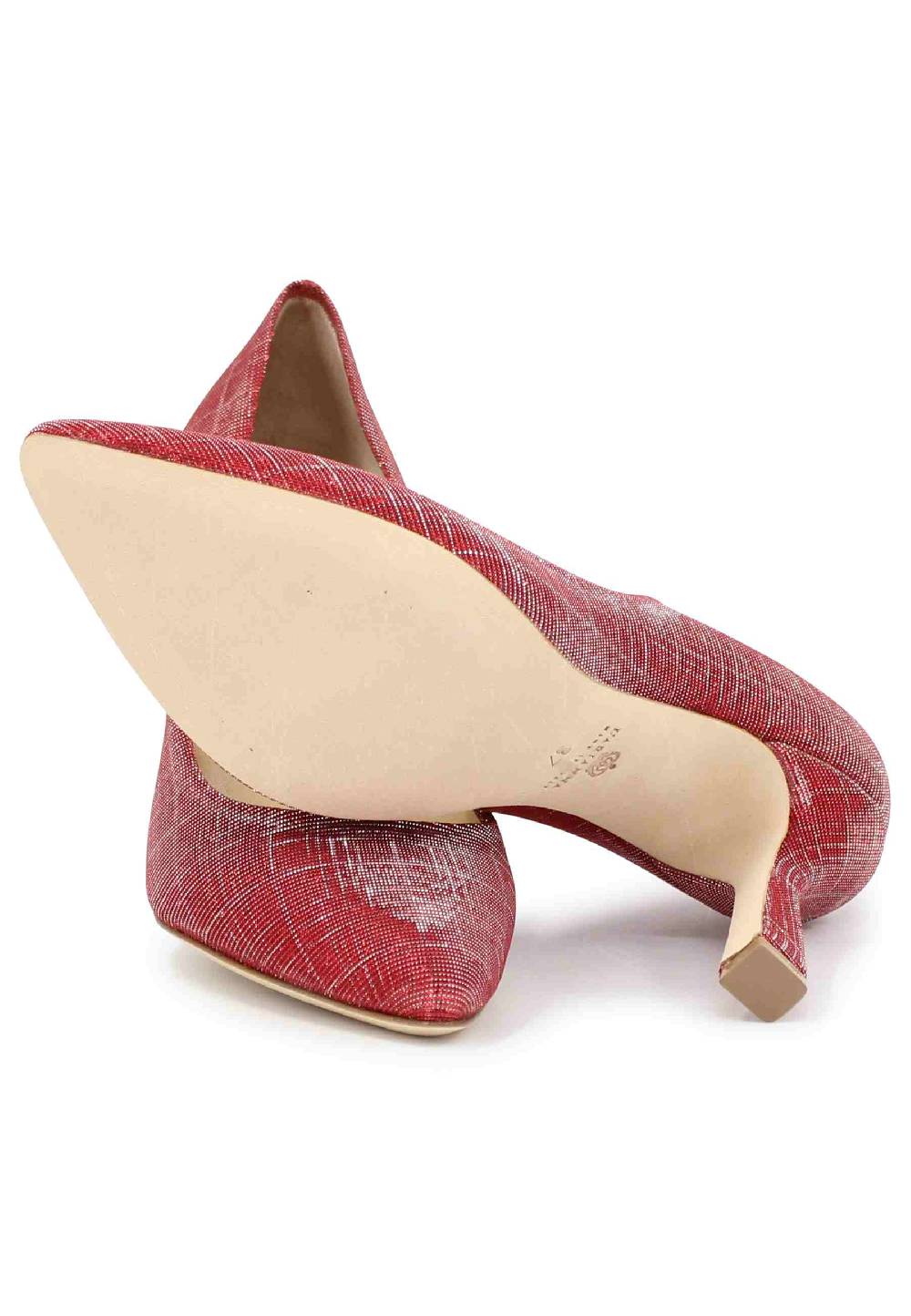 L'ARIANNA Decollete DE1002/RT donna in tessuto lux rosso con tacco alto Presa