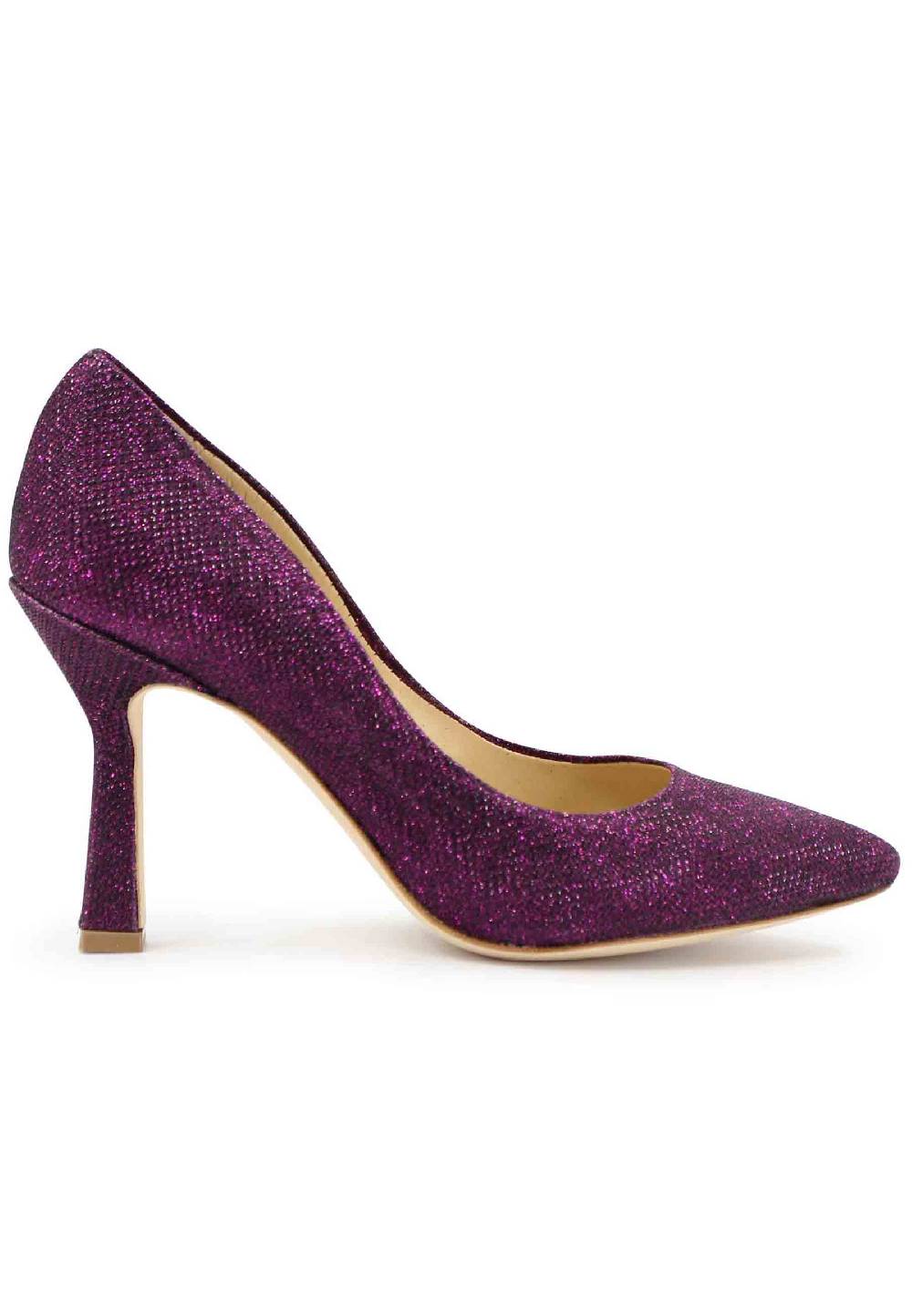 L'ARIANNA Decollete DE1002/RT donna in tessuto lux viola con tacco alto