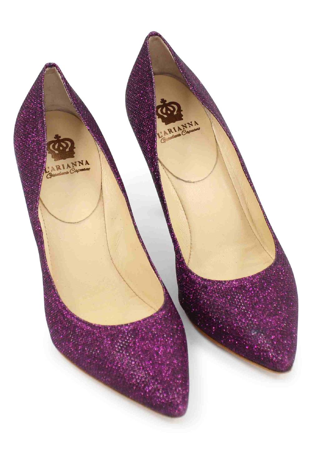 L'ARIANNA Decollete DE1002/RT donna in tessuto lux viola con tacco alto Online