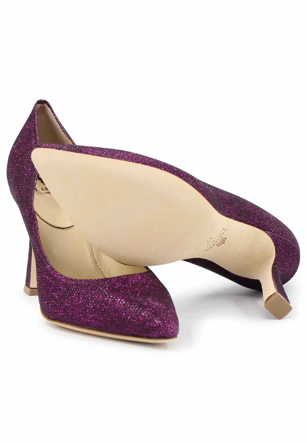 L'ARIANNA Decollete DE1002/RT donna in tessuto lux viola con tacco alto Online