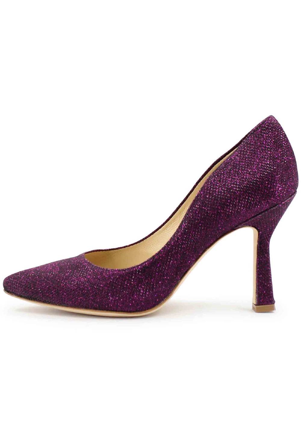 L'ARIANNA Decollete DE1002/RT donna in tessuto lux viola con tacco alto Online