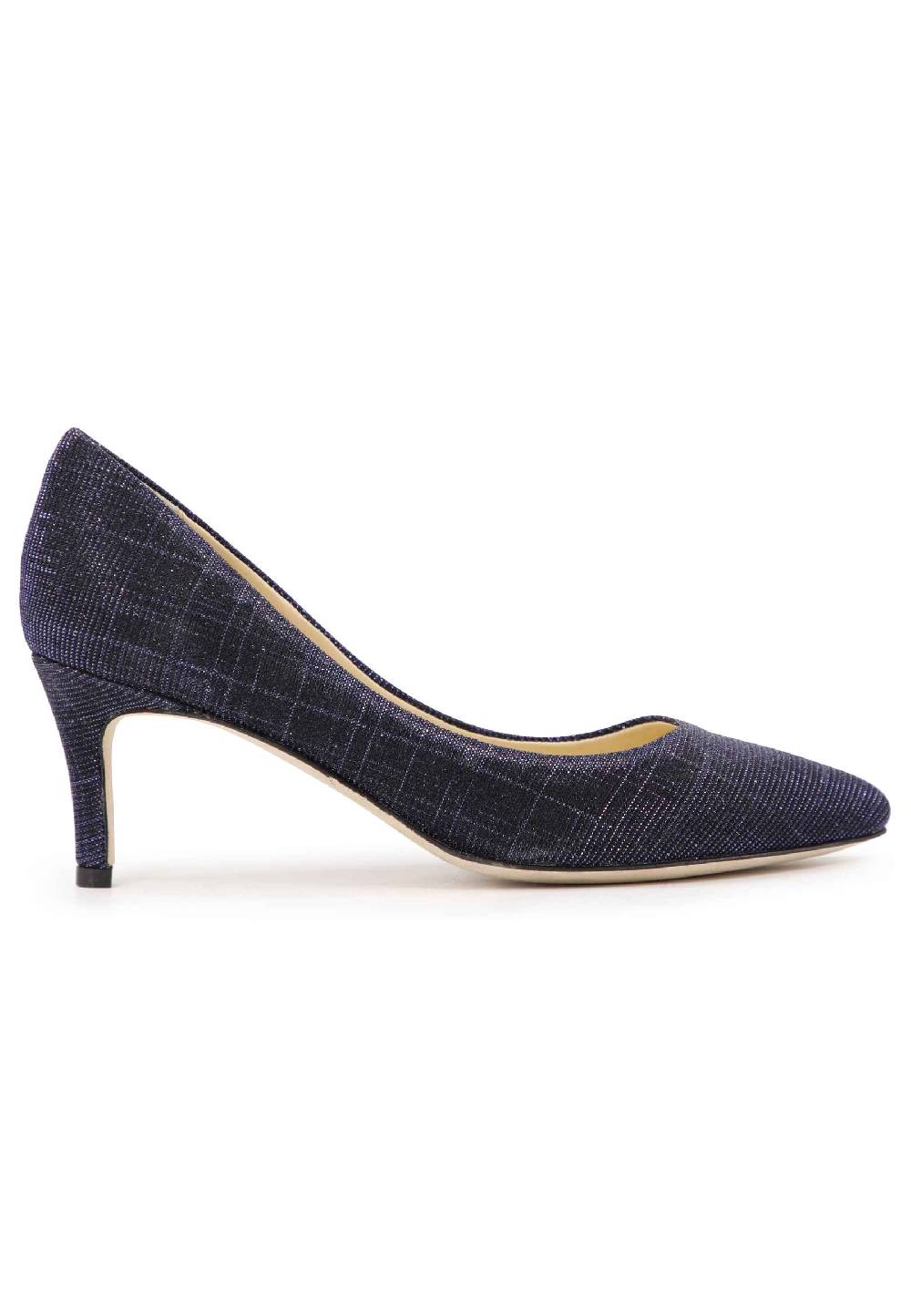 L'ARIANNA Decollete donna in tessuto lux blu con tacco sottile