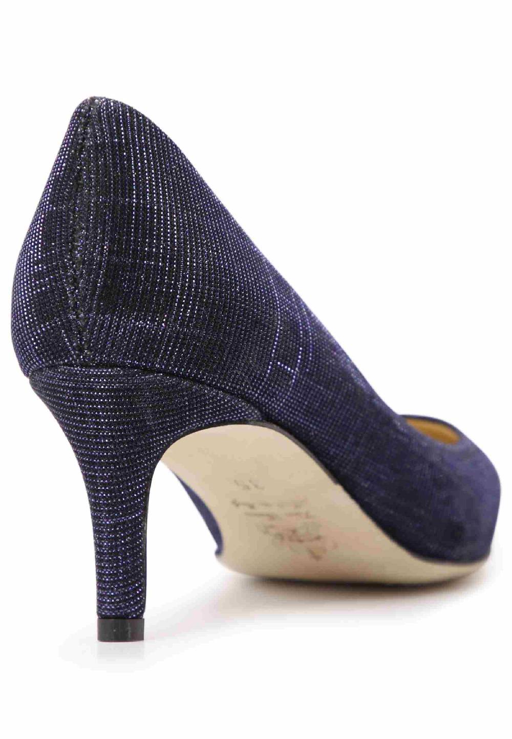 L'ARIANNA Decollete donna in tessuto lux blu con tacco sottile In Vendita