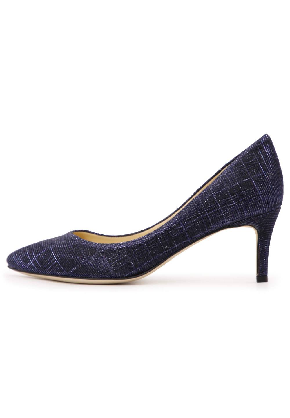 L'ARIANNA Decollete donna in tessuto lux blu con tacco sottile In Vendita