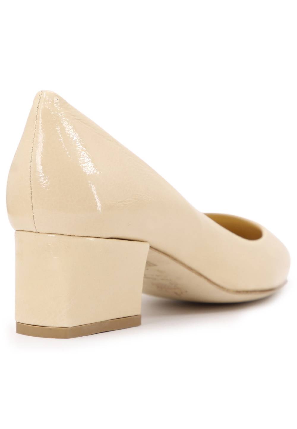 L'ARIANNA Decollete donna in vernice beige con tacco basso e punta tonda Saldi