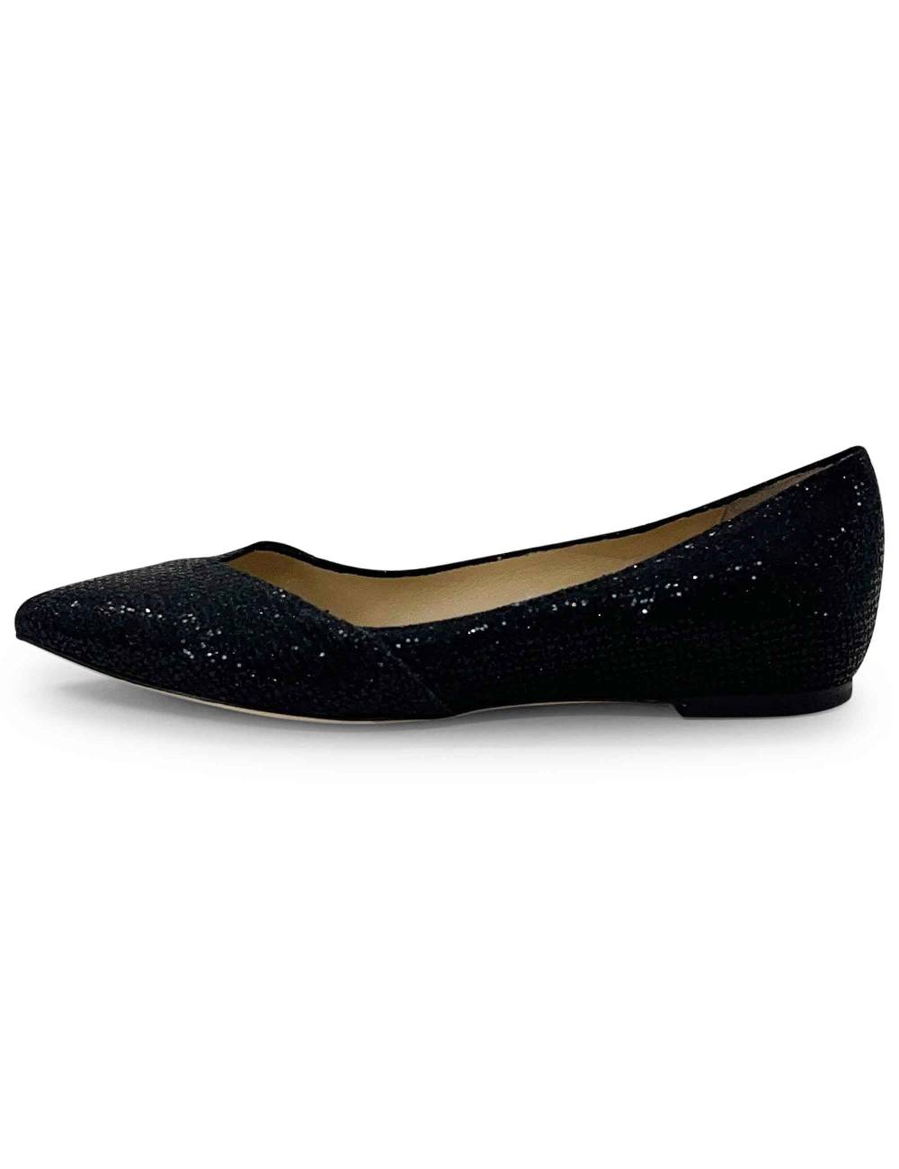 L'ARIANNA Ballerine bl1466 da donna in tessuto glitter moon nero con tacco basso l'arianna Vendita Calda