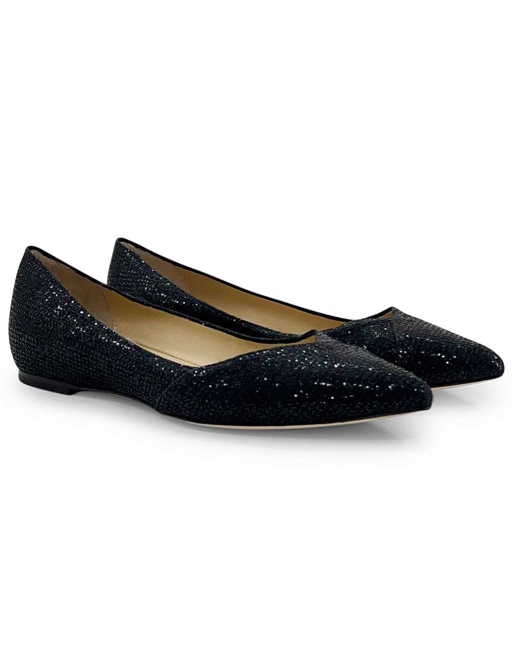 L'ARIANNA Ballerine bl1466 da donna in tessuto glitter moon nero con tacco basso l'arianna Vendita Calda
