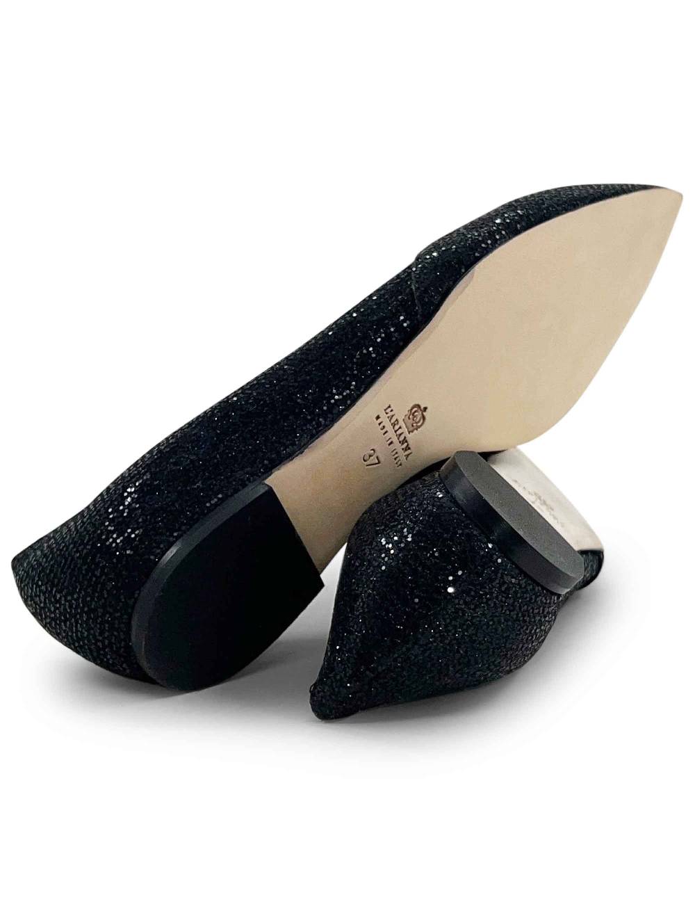 L'ARIANNA Ballerine bl1466 da donna in tessuto glitter moon nero con tacco basso l'arianna Vendita Calda