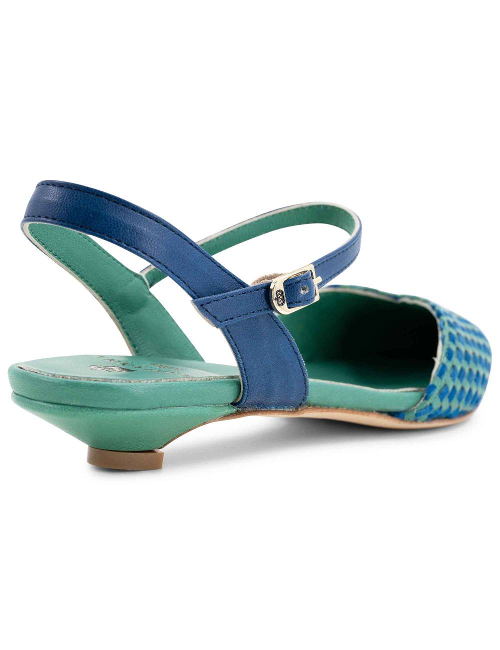 L'ARIANNA Ballerine BL1488/rt da donna in pelle verde e camoscio oceano con cinturino alla caviglia L'Arianna Negozio