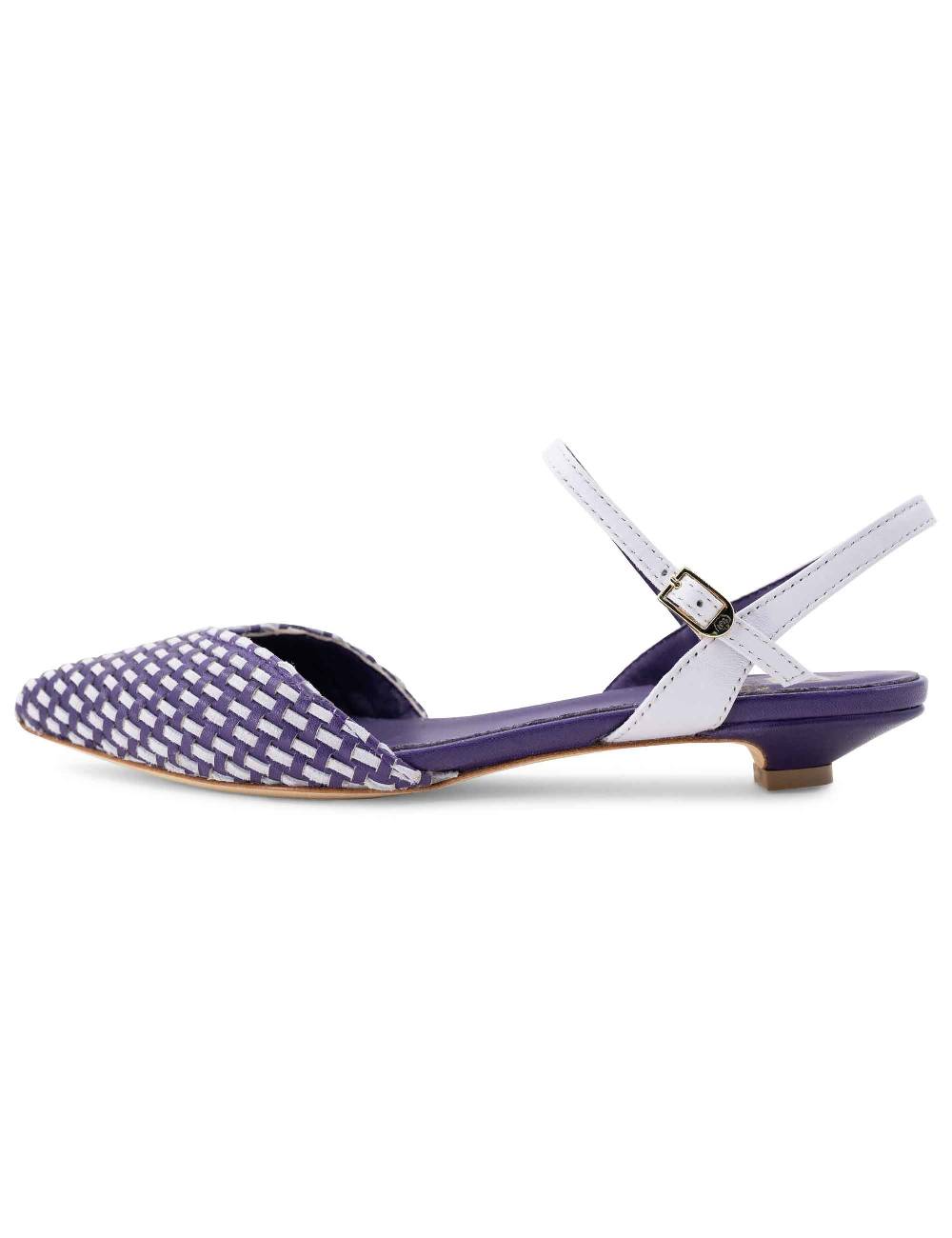 L'ARIANNA Ballerine BL1488/rt da donna in pelle viola e camoscio perla con cinturino alla caviglia In Saldo