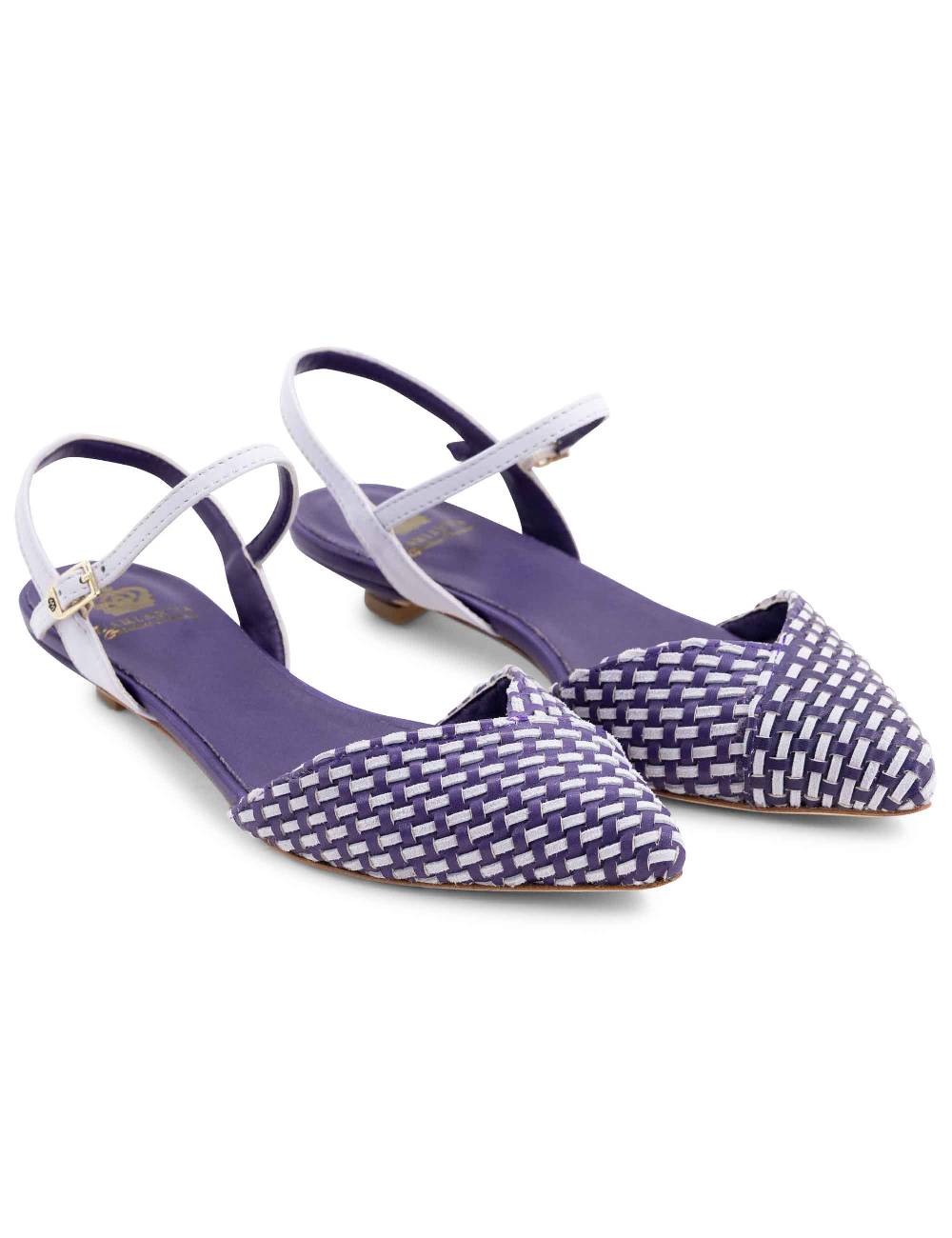 L'ARIANNA Ballerine BL1488/rt da donna in pelle viola e camoscio perla con cinturino alla caviglia In Saldo